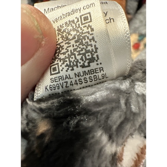 Vera Bradley Women's 2X/3X  Hooded Fleece Tie Robe Grey Holiday Dog Show - Picture 11 of 11